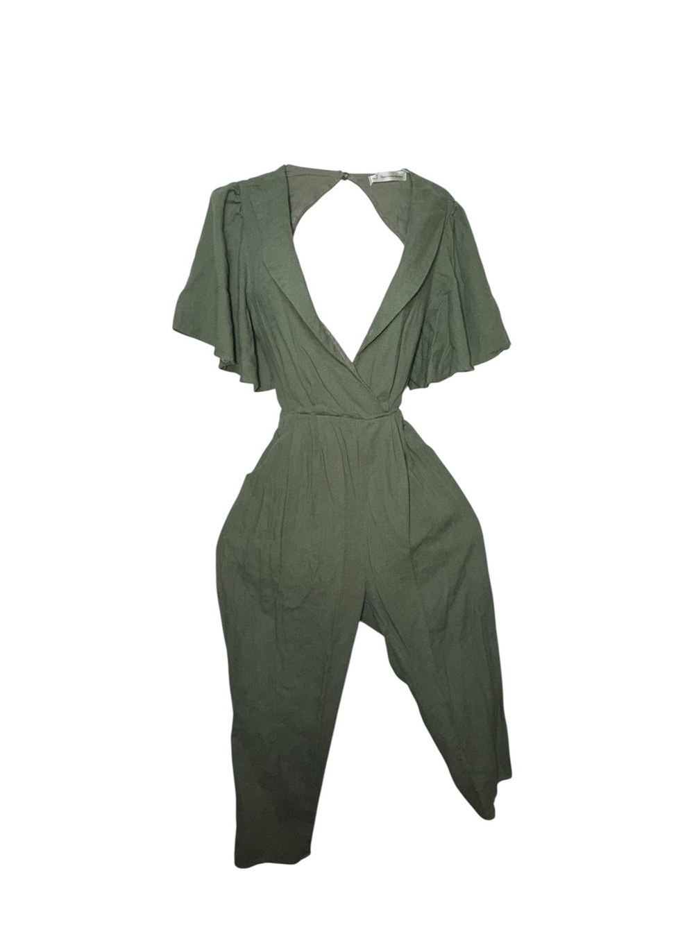 Here Comes the Sun Olive Green Open Back Tie Jumpsuit - Picture 2 of 8
